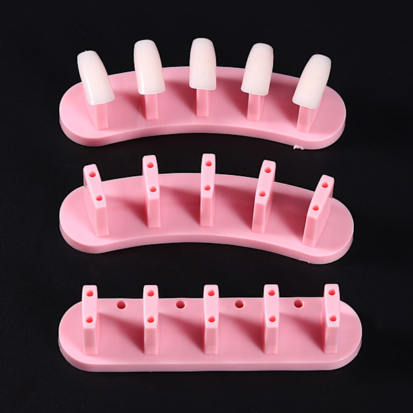 1 Set Avtagbar Nail Art Training Holder Stand 100st Practice Nageltips Rosa