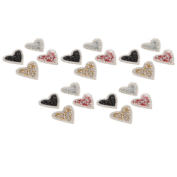 20 stk. Rhinestone-broderede patches i hjerteform - skinnende smukke DIY stryge-på patches til tøjdekoration
