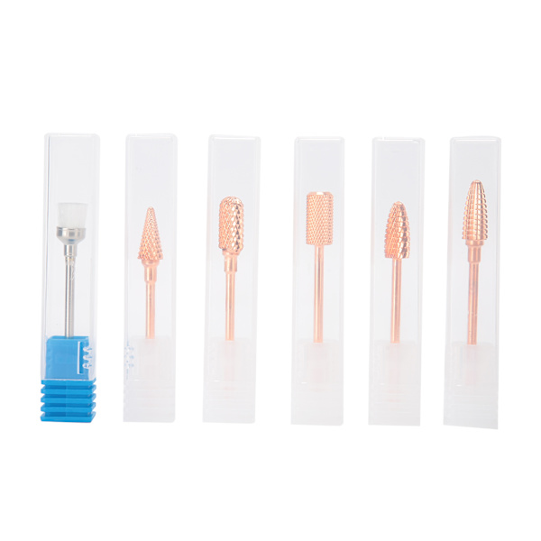 6 st Rose Gold Nagelfil Bits Nagelkonst Polering Slipning Huvud Dammborste Manikyrverktyg Set