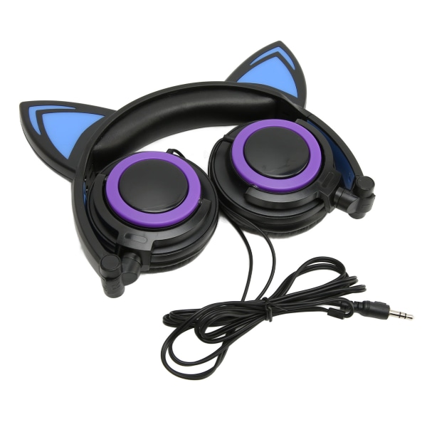 Cat Ear-hovedtelefoner med ledning Støjreduktion Søde børn tegneserieheadset med LED-lys til tablets Computere Mobiltelefoner