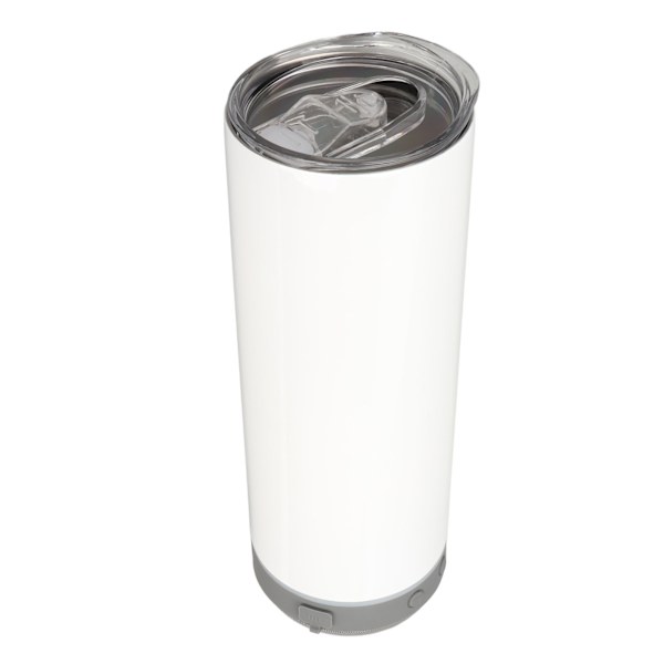 Sublimering Tumblers 20oz Raka Avtagbara Bluetooth Högtalare Tumblers Bärbar Isolerad Musikkoppa Grå Botten