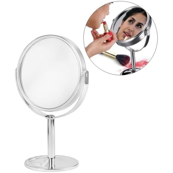 Forstørrende makeup-spejl med LED-lys, dobbeltsidet drejespejl til badeværelset