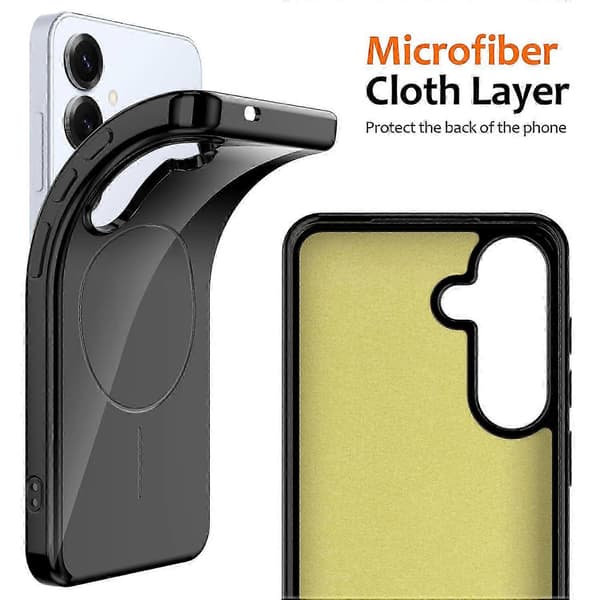 Magnetic Phone Case with MagSafe Compatibility, TPU Cover for Galaxy S25 FE, Includes Lanyard Black