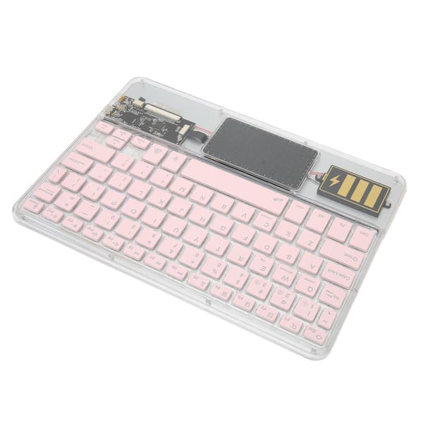 Trådløst Bluetooth-tastatur Multifunksjonelt akryltastatur for Windows for Android for IOS Rosa