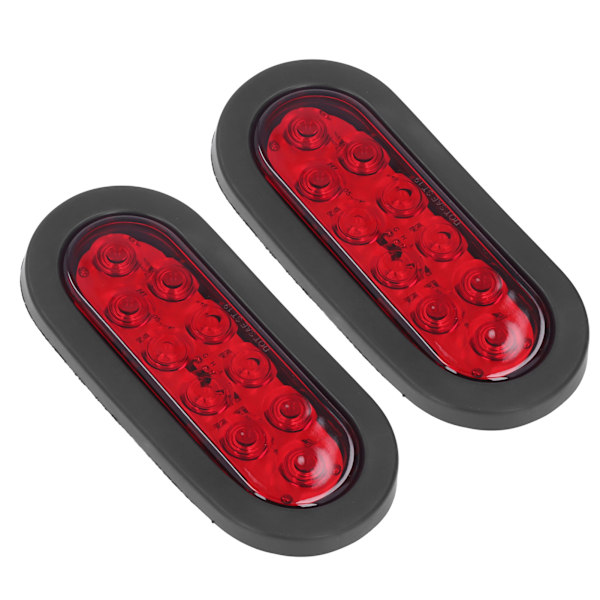 2 kpl LED-merkkivaloa, vedenpitävä, soikea, punainen, 12 V:n takavalo, rekka-, vene-, perävaunu- ja matkailuautokäyttöön