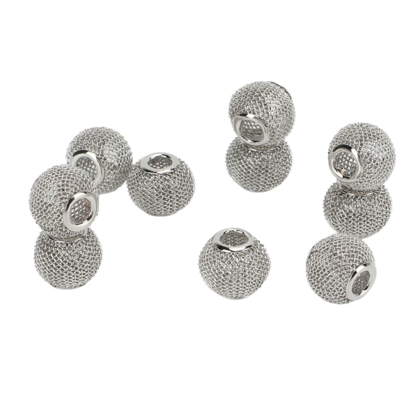 10 stk Spacer Beads Runde Mesh Hule Guldbelagte Kugle Spacer Beads DIY Håndlavede Beading til smykkefremstilling Hvid