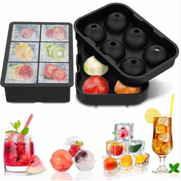 Iskubbeform Isbitkule Ball Maker Mold Silikonboks Enkel Utgivelse med Lokk for Bar Hjem