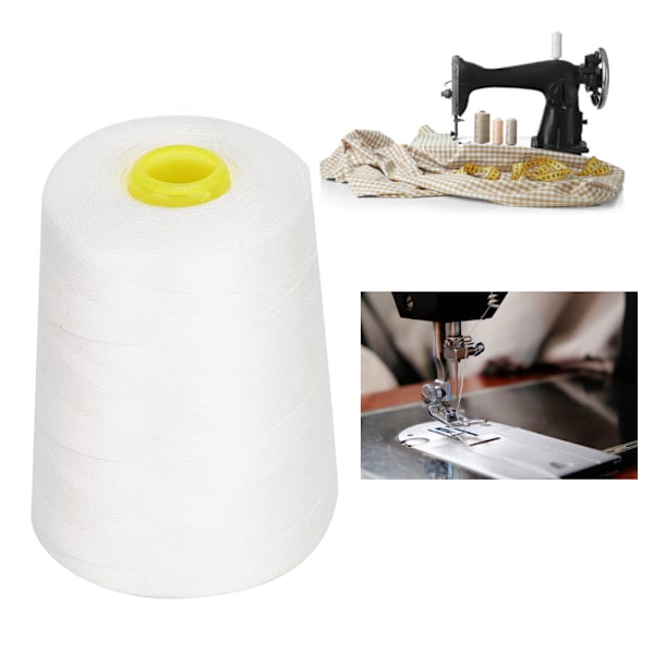 Sytråd 8000 meter högkvalitativ polyester hushålls klädtillbehör (vit)