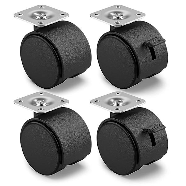 4-pak 30mm møbelhjul med brems - Glatte og slitesterke svingbare hjul for innendørsmøbler