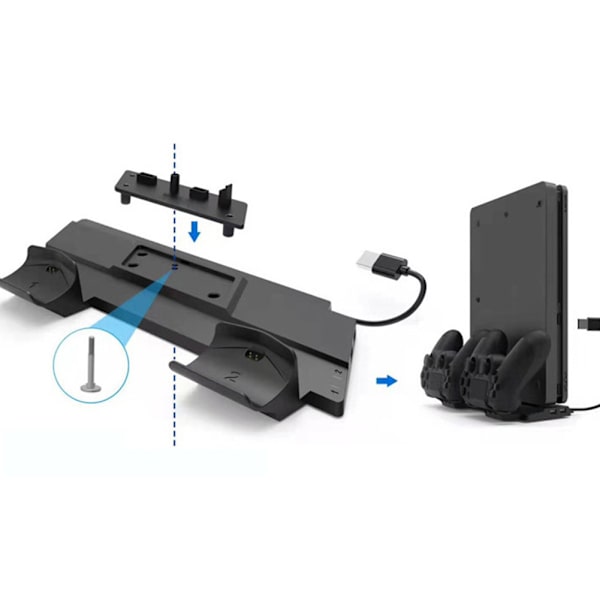 Universell värd multifunktionell basstöd trådlös handkontroll kontakttyp dubbel laddare för PS4/SLIM/PS4 PRO