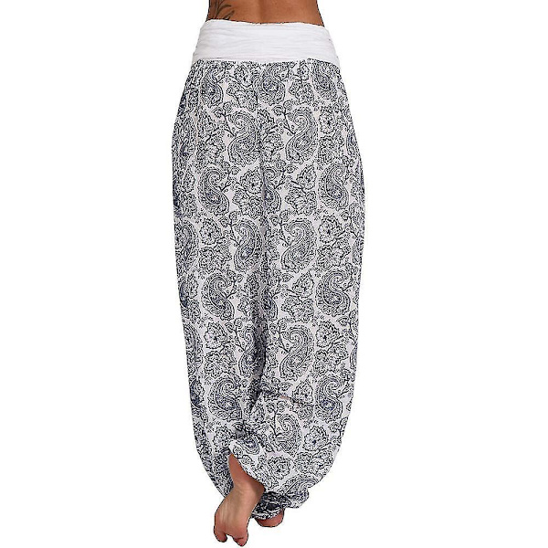 Trykte Boho Haremsbukser til kvinder til yoga og fritid 2XL Hvid