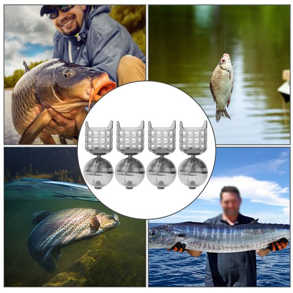 4 stk PE plast bærbar fiskemater lokke agn merd utstyr tilbehør med vekter