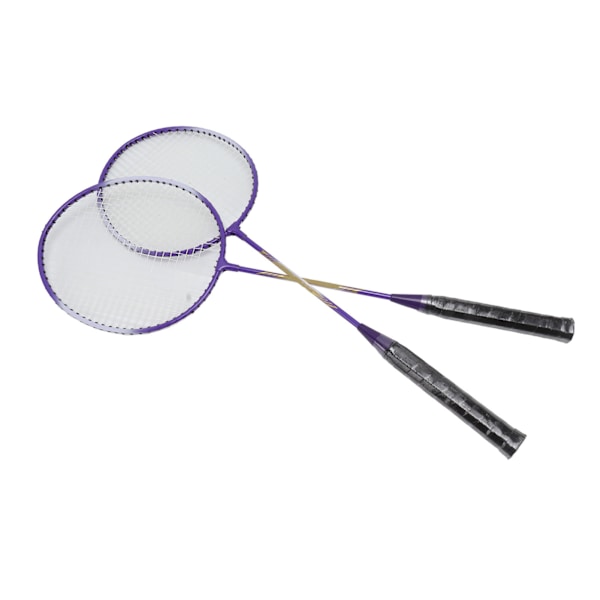 2 stk badmintonracket i ferroalloy med sklisikker håndtak - lilla badmintonracketsett for nybegynnere og profesjonelle studenter