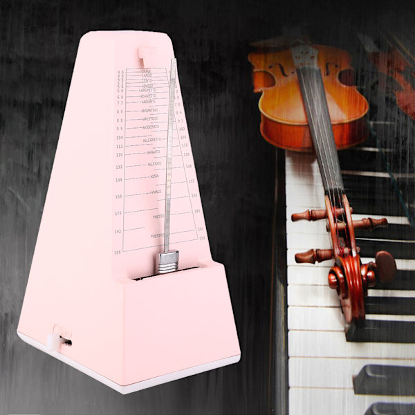 Metronom i metal med mekanisk kerne til violin, klaver, guitar og andre musikinstrumenter - Pink