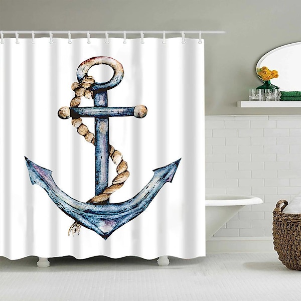 1 stk. Rustik Nautisk Polyester Bruseforhæng Badeværelsesindretning, 150 cm x 180 cm, Moderne Bruseforhæng