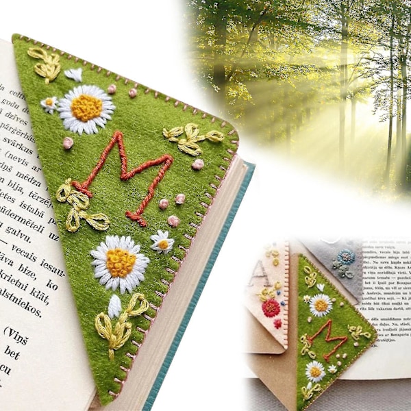 Unique Men's Gift: Personalized Embroidered Flower Corner Bookmark summer C