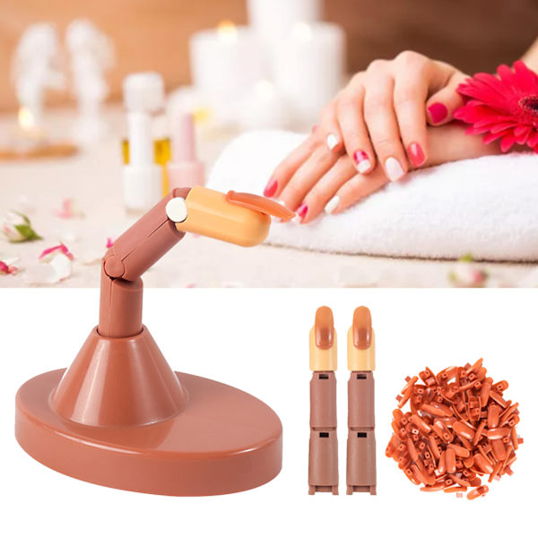 Nail art Fingerböjbara leder Falska nageltips Träningsfingerdocka med brun bas