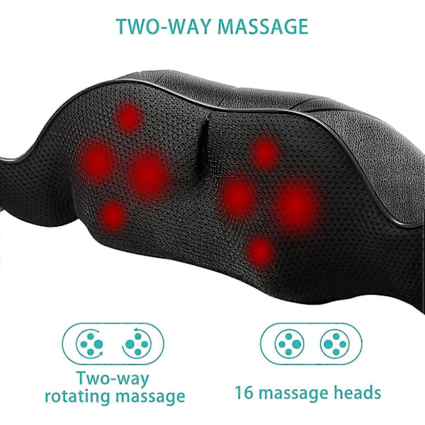 Shiatsu Ryg- og Nakkemassageapparat, Dybdegående Æltende Rygmassageapparat, Nakke- og Skuldermassageapparat med Varme, Elektrisk 4D Massagepude Fars Dag D