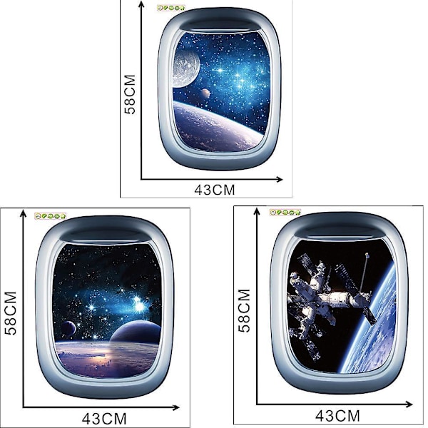 3D-väggdekaler med astronaut och planeter för barnrum