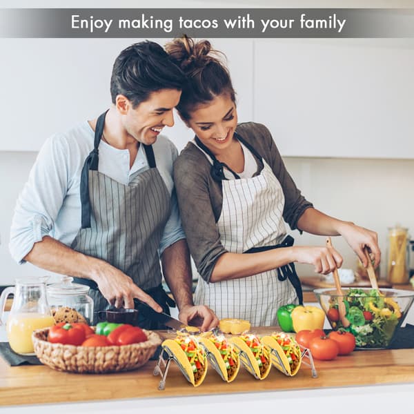 Taco Holder Sæt med 4, Premium Rustfrit Stål Taco Stativ til Børn Hårde eller Bløde Skal Tacos