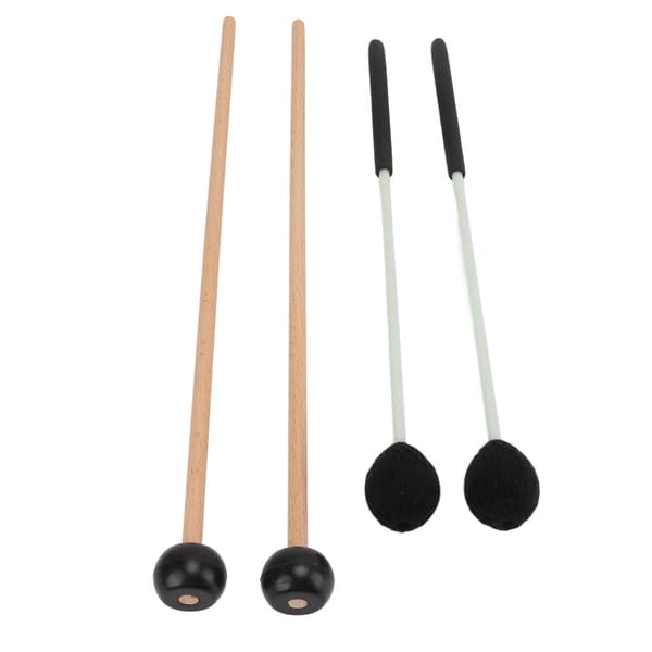 Marimba Klubba Set 1 Par Medium Hårt Garnhuvud + 1 Par Gummiklubbor för Slagverk