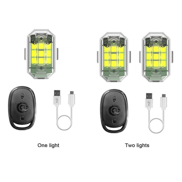 Trådlöst LED Stroboskopljus - Hög Ljusstyrka, Uppladdningsbart, 7 Färger - Motorcykel Varningsljus 1light-noremotecontrol