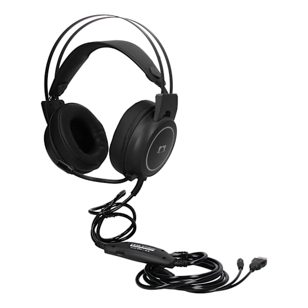 Gaming Headset med kabel, behagelig surround stereo lyd, RGB-hovedtelefoner med omnidirektionel mikrofon, sort