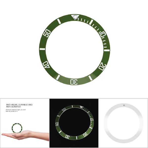 Watch Armbandsur Aluminiummaterial Loop Bezel Insert Ring Ersättningsdel (grön)