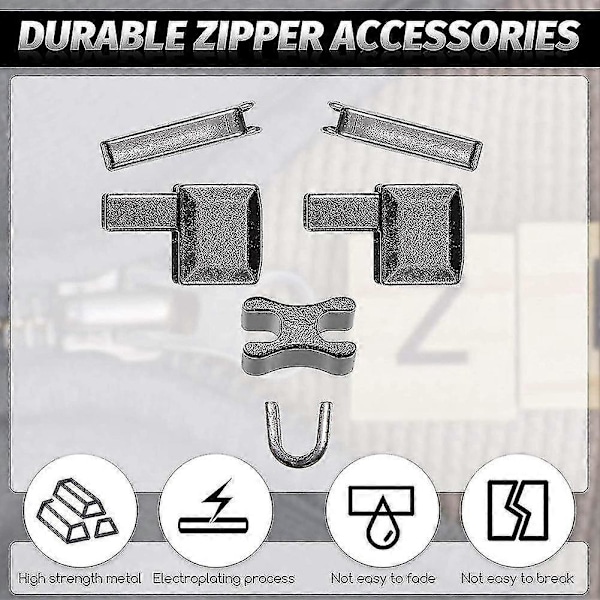Metall Dragkedjehuvud Slider - 120 Delar, 4 Storlekar - Fäststift