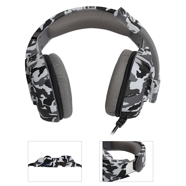 Kablet Gaming Hodetelefon Datamaskin Stereo Hodesett med LED Lys Mikrofon USB+3.5mm Port