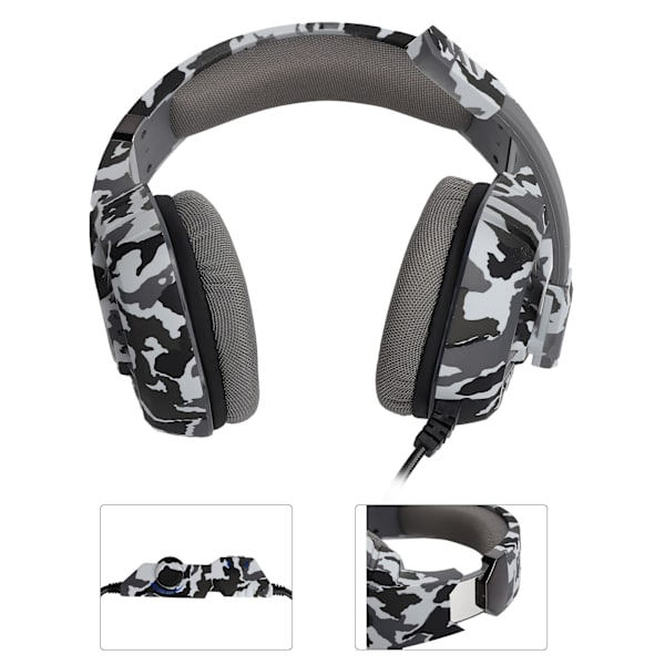 Kablet Gaming-hovedtelefon Computer Stereo Headset med LED-lys Mikrofon USB+3,5mm Port
