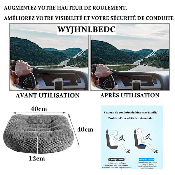 Sædehynde/autostol, sædehynde/stolhynde 40x40 kontorstol ergonomisk ortopædisk sædehynde til spisebordsstole/kontorstol