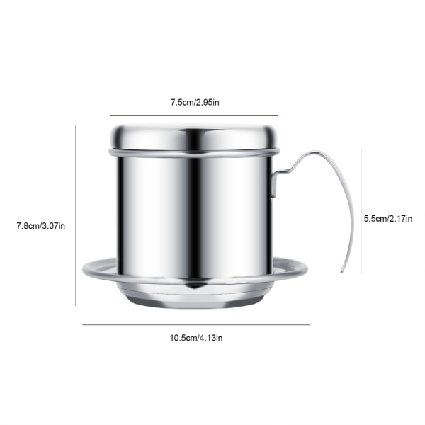 Rustfritt stål kopp vietnamesisk kaffedrypp Filter Maker Infuser Home Sliver