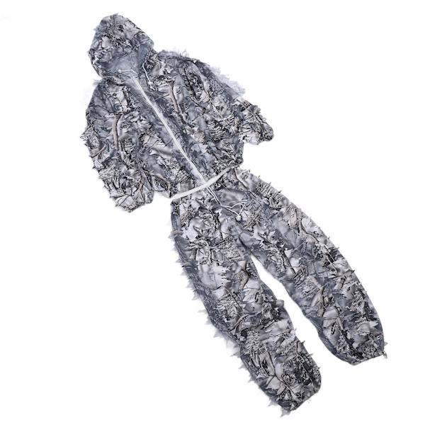 Sne Sne Camouflage Ghillie Suit 3D Blade Jakker og Bukser Sæt Tøj til Jagt