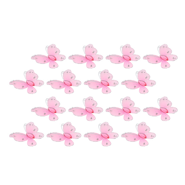 30 st trådmesh glitterfjärilar med konstgjorda ädelstenar DIY handgjorda hantverk för ogräsfest heminredningRosa