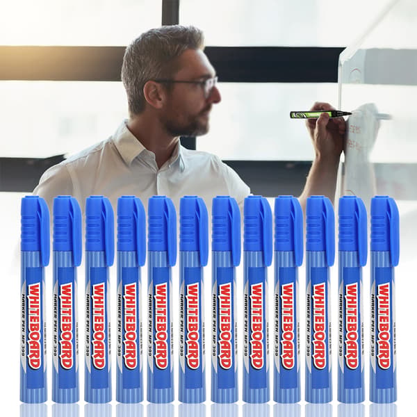 12 st Whiteboardpennor Stor Kapacitet Plastskal Raderbar Kontorsmaterial Skolmaterial Blå