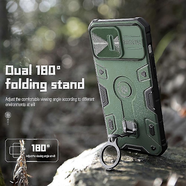 Nillkin Camshield Armor Pro Telefoncover til iPhone 14 Pro - Anti-Drop Cover med Støttefod Sort