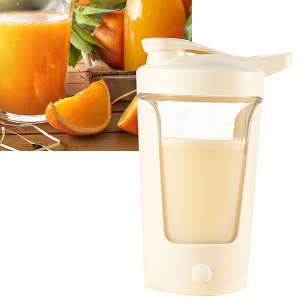 Självomrörande mugg 450 ml helautomatisk säker stabil matklassad plast automatisk blandningskopp för hemmacafé Office Beige