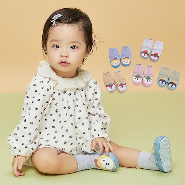 Organiska Bomulls Baby Booties Unisex Justerbara Toffelstrumpor 5 Par