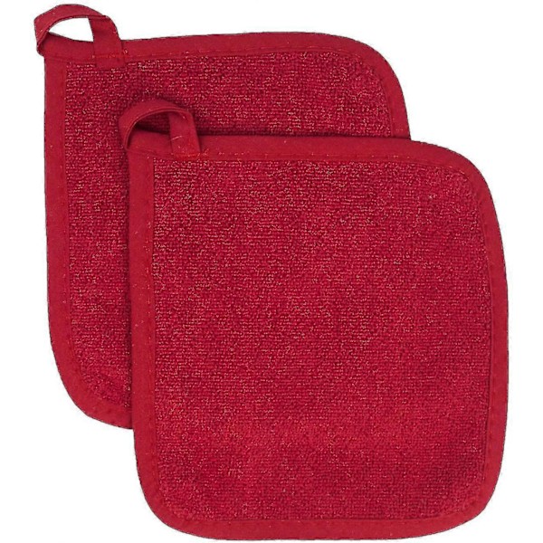 100% puuvilla frotee patalaput keittiöön, 2 kpl, 21,6 x 21 cm, punainen-m.2937 Zekai