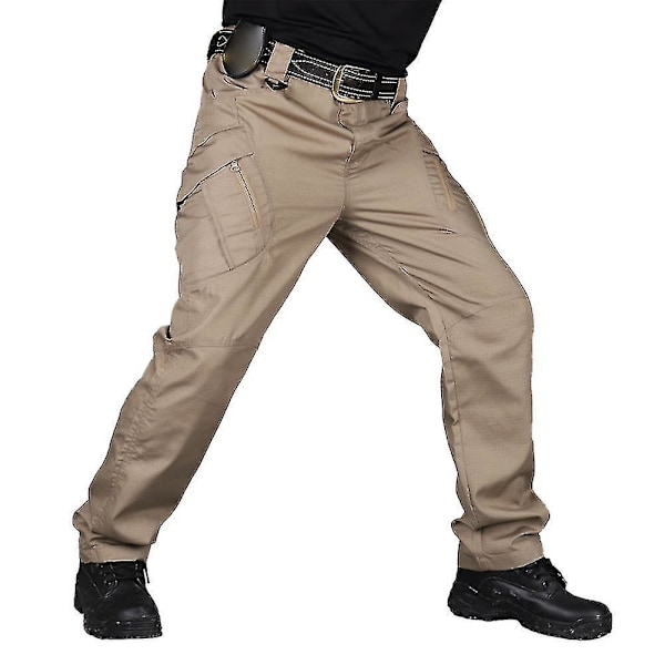 Taktiset vedenpitävät rahtihousut miehille - Ihanteellinen taisteluun ja ulkotöihin 5XL Khaki