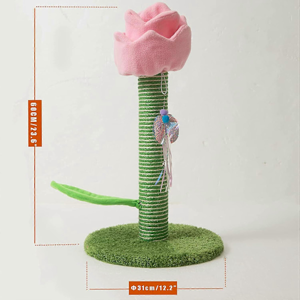 Søt Klorebrett for Katter - Rosa Blomst Klorebrett med Sommerfuglleker for Små Store Katter, Katteutstyr, Kattetårn, Kattemøbler for Innekatter