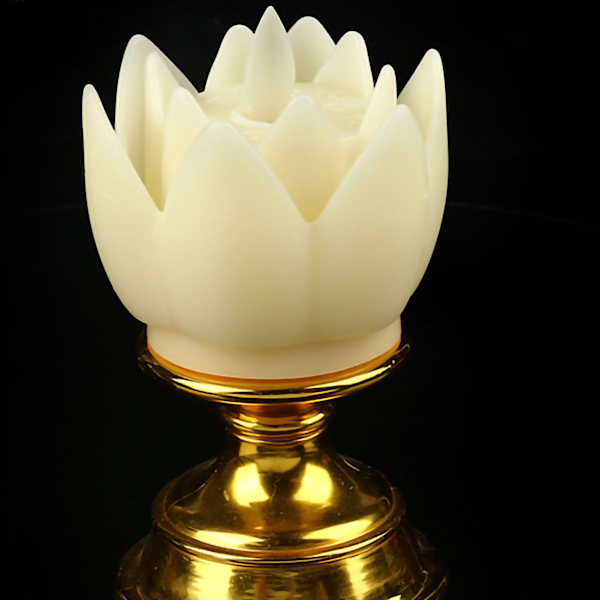 LED Lotus Lamp Simulerad Ljusveke Design Mjuk Naturligt Ljus Lotus Flower Light Buddha Lamp Dekoration Beige