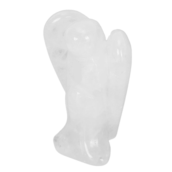 Faux Crystal Angel Figure Udskåret Fred Healing Pocket Angel Statue Sten til Hjem Meditation Hvid