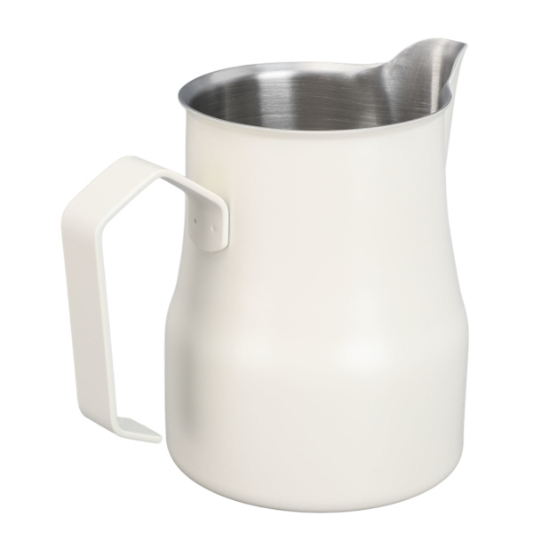 Mælkekande 450ML 304 Rustfrit Stål Skummende Kop Drypfri Kaffe Dampende Kande Hvid