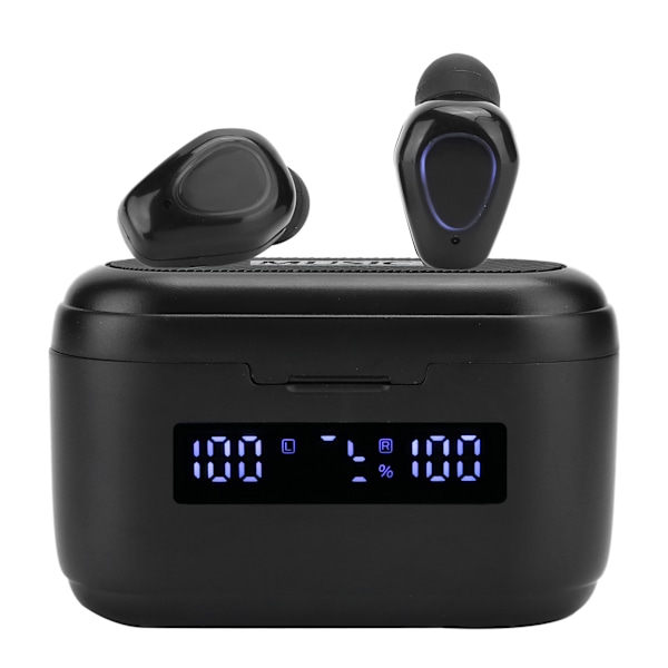 Bluetooth 5.0 trådløse headset sport øretelefoner håndfri in-ear øretelefoner med digitalt display (sort)