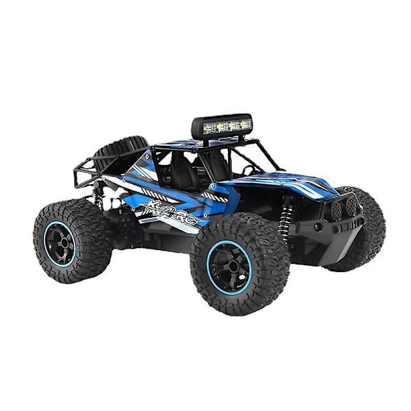 Sininen 1:16 mittakaavainen kaukosäädinauto LED-valoilla, 2,4 GHz:n nopea off-road-leluauto lapsille ja aikuisille, 20 km/h