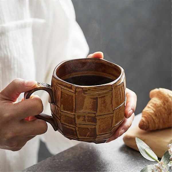 Gul 420ml Retro Røff Keramikk Kaffekopp Japanske Keramiske Krus