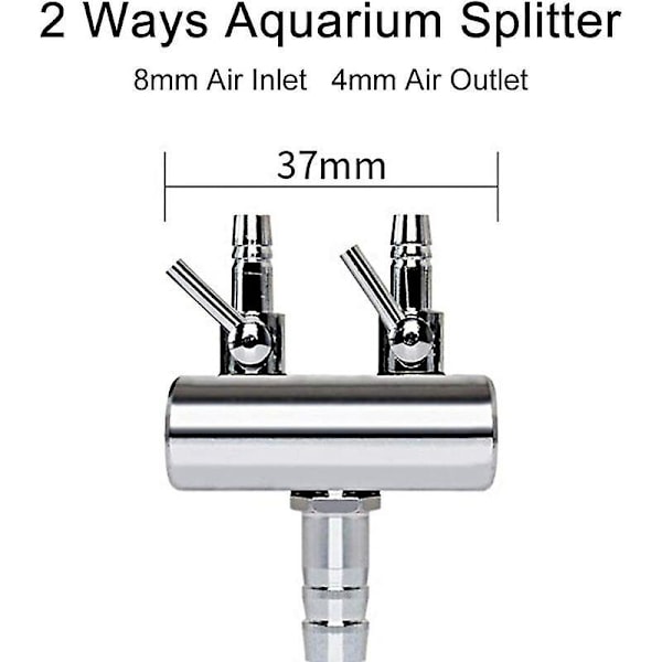 Akvarium Luftstrøm Splitter Fisketank Luftkontrollventil Rustfritt Stål Akvarium Oksygenfordeler Fisketank Luftpumpe Tilbehør (2 Veis)