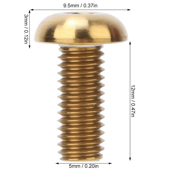 5 st / förpackning titanlegering M5*12 Cykel Vattenflaskhållare Bultar M5*10 Skivbromsskruvar (M5*12 Guld)